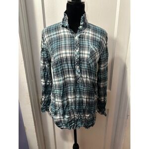 Gap Maternity Blue Plaid Long Sleeve Top in L
